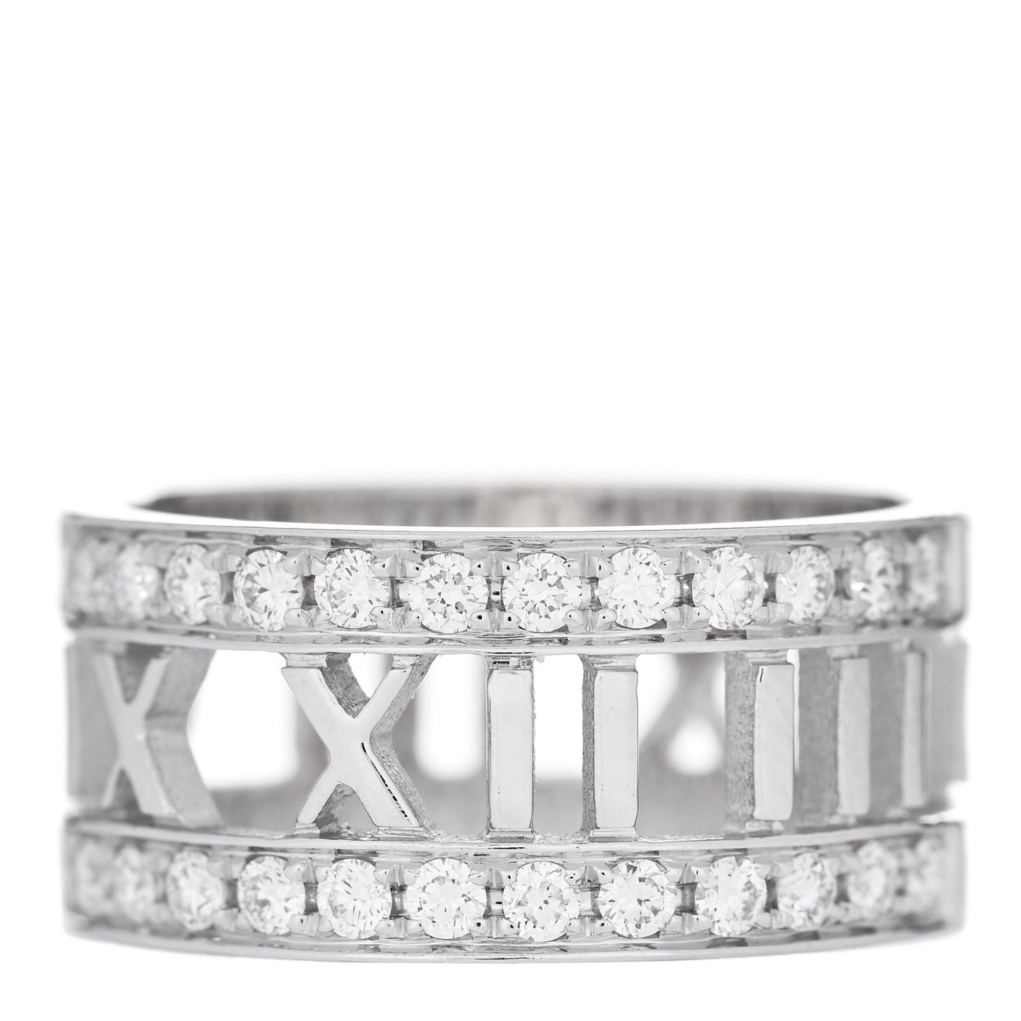 18K White Gold Diamond Wide Atlas Open Ring 51 5.75