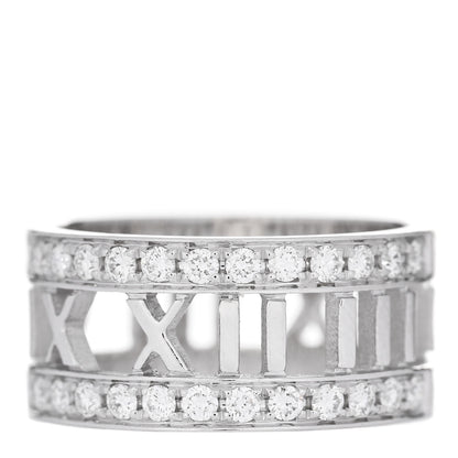 Tiffany 18K White Gold Diamond Wide Atlas Open Ring 51 5.75 1 of 5