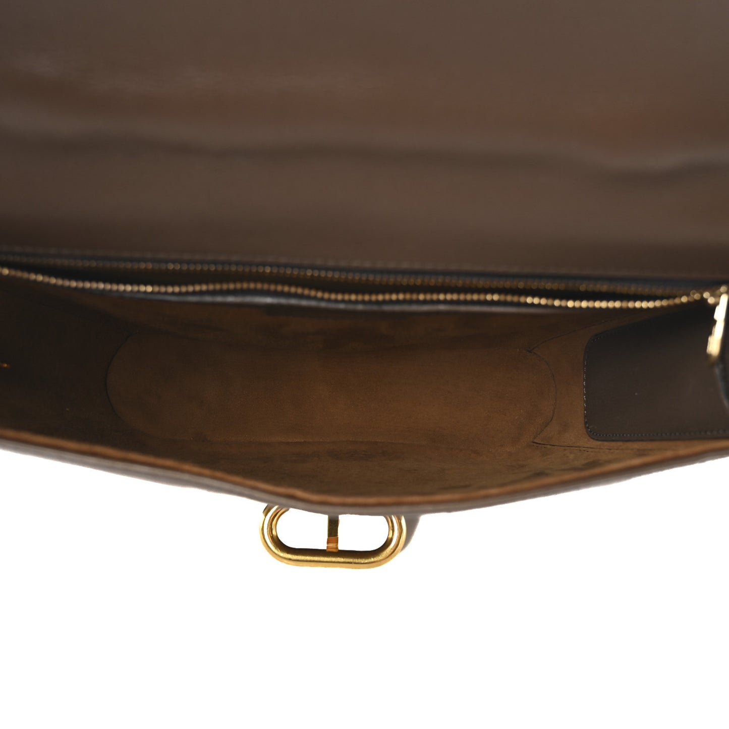 Grained Calfskin Top Handle Crossbody Bag Brown