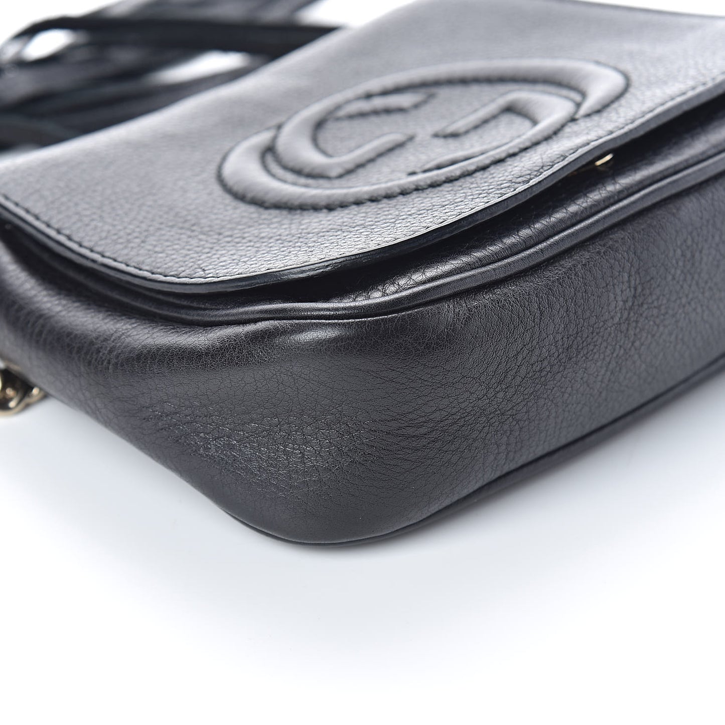 Pebbled Calfskin Small Soho Flap Crossbody Black