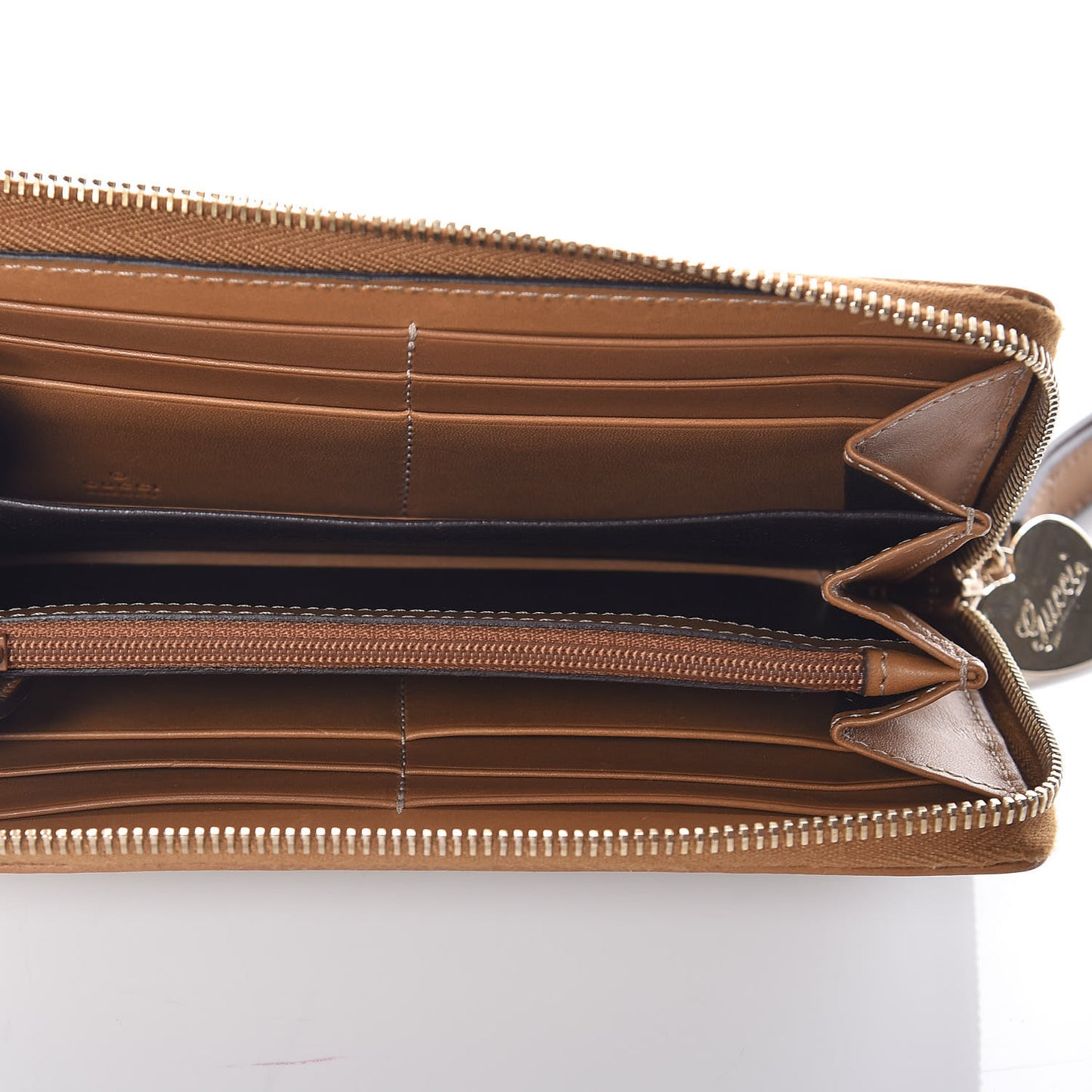 Monogram Heart Zip Around Wallet Wristlet Metallic Bronze