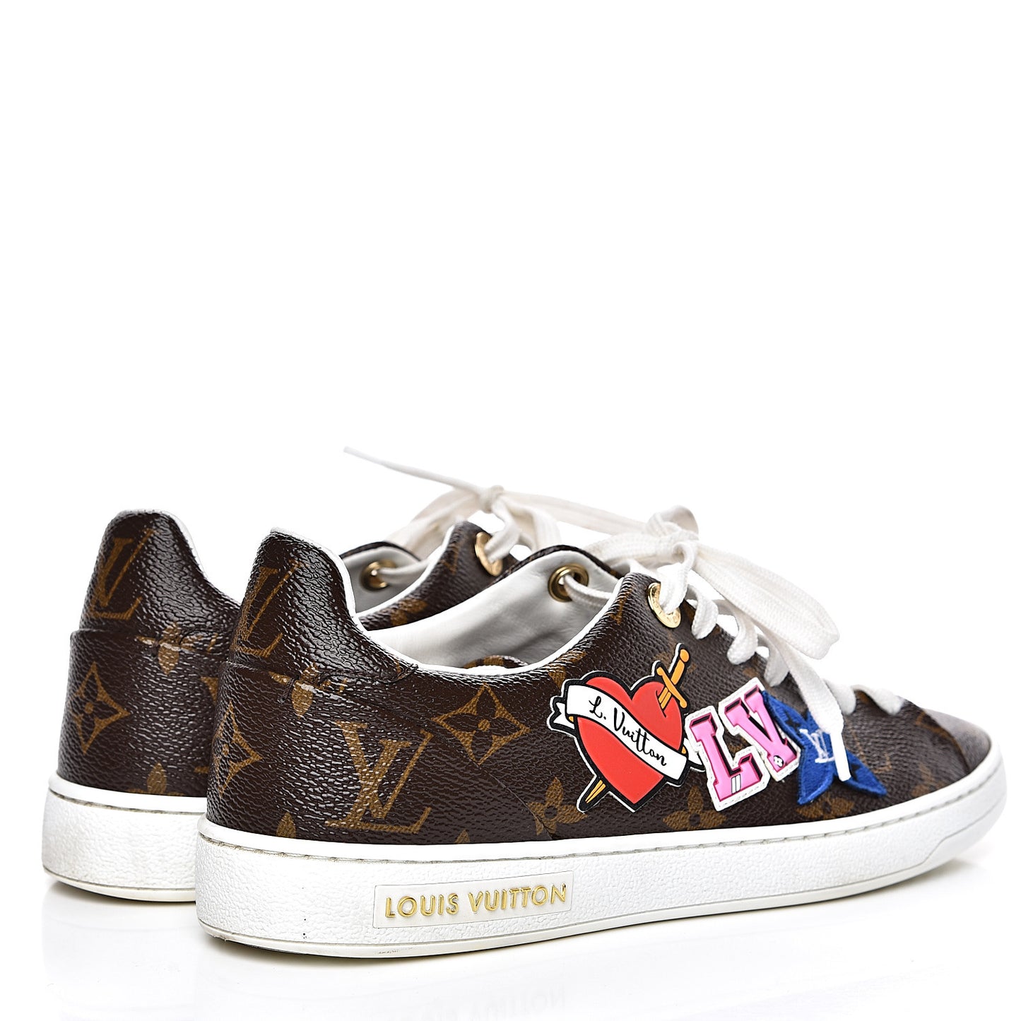 Calfskin Monogram LV Black Heart Sneakers 36 Cacao