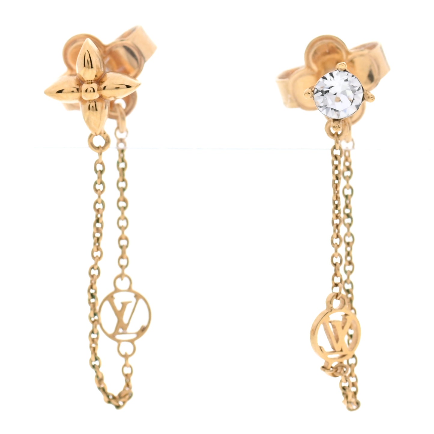Metal Crystal Petit Louis Earrings Gold