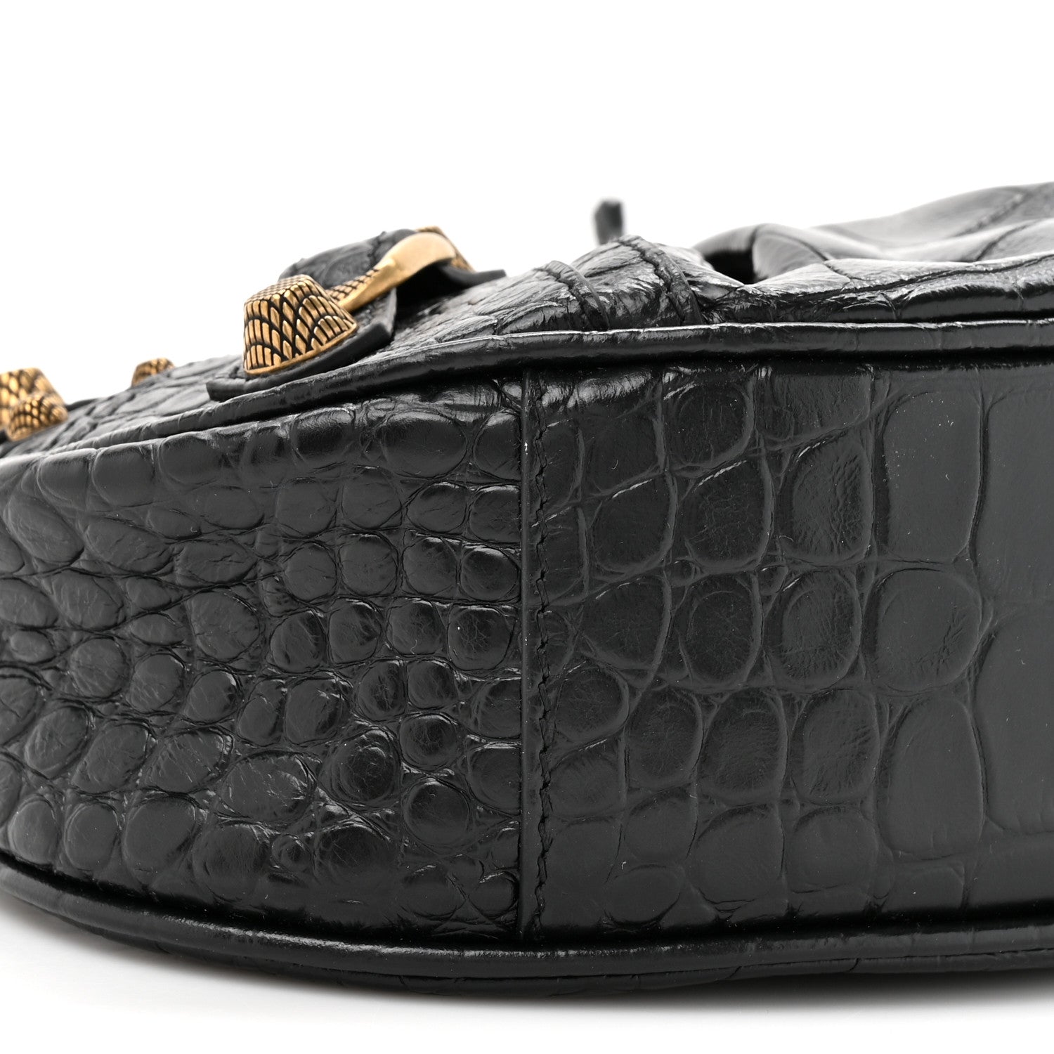 Balenciaga Extra Supple Calfskin Crocodile Embossed Le Cagole Shoulder Bag XS Black 11 of 11
