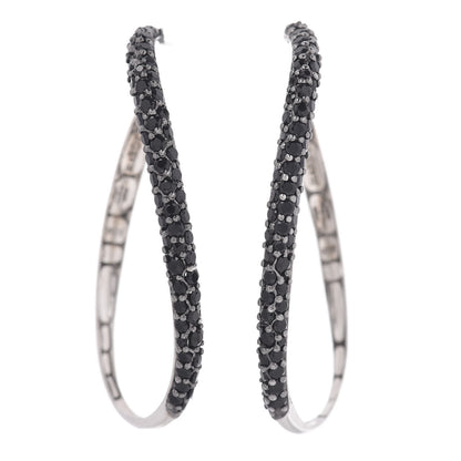 John Hardy Sterling Silver Black Sapphire Kali Lava Hoop Earrings 1 of 4