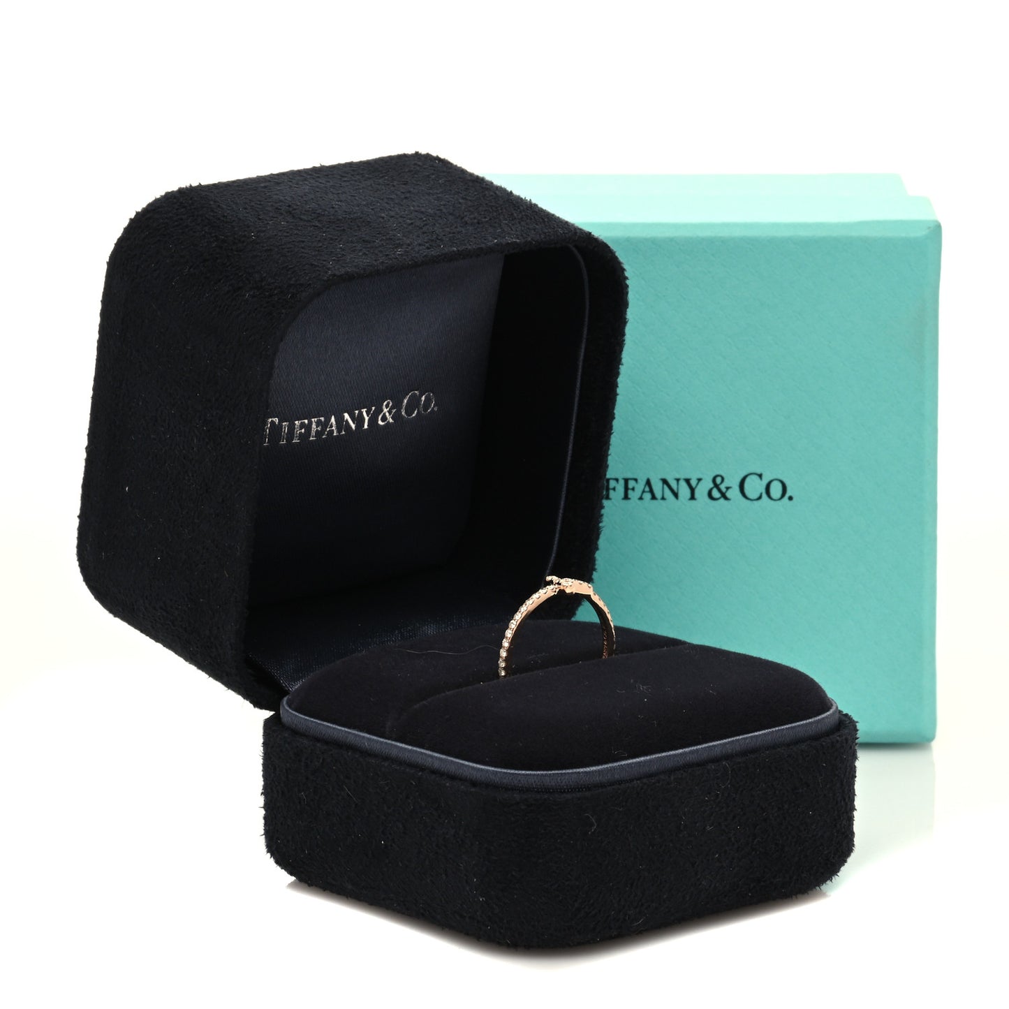 18K Rose Gold Diamond T Wire Band Ring 49 5