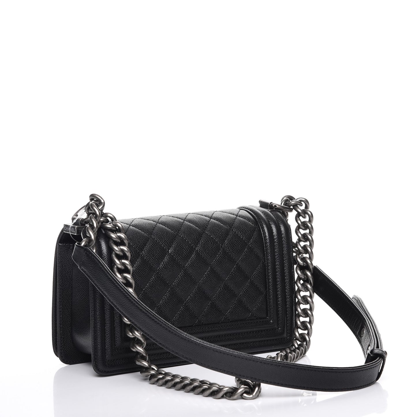 Caviar Quilted Small Boy Flap Black