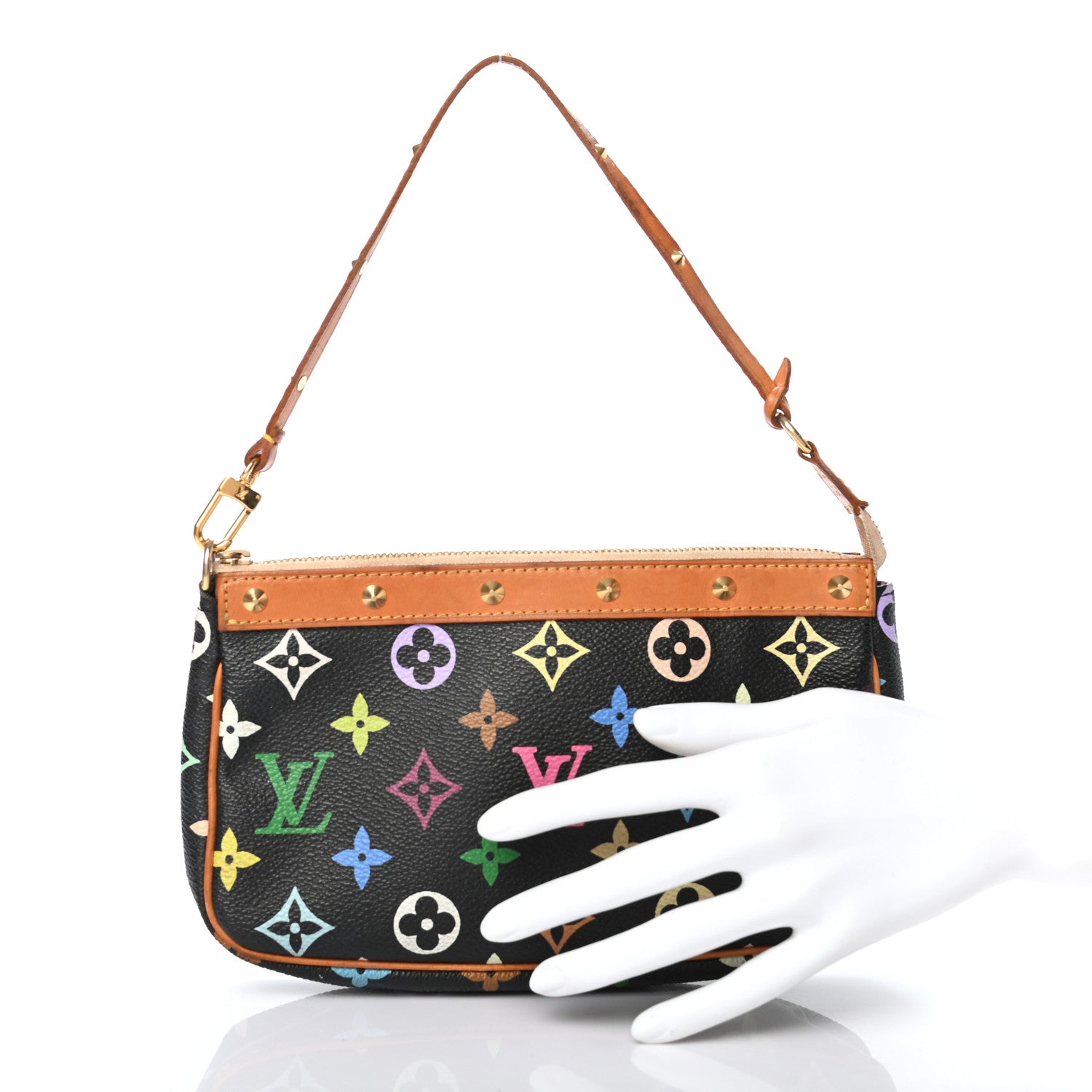 Louis Vuitton Monogram Multicolor Pochette Accessories Black 3 of 10