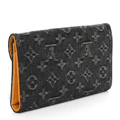 Louis Vuitton Denim Amelia Wallet Black 3 of 10
