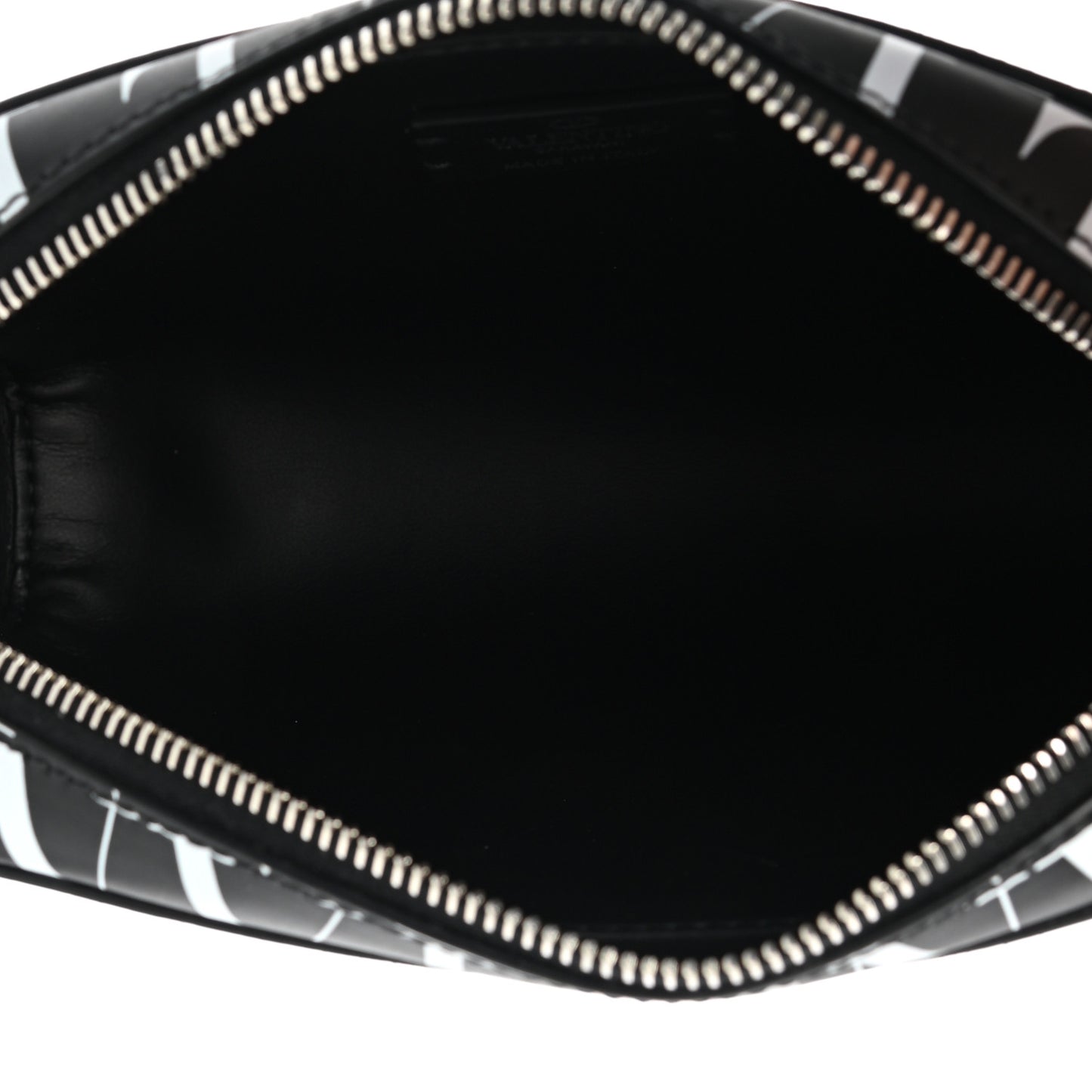 Calfskin VLTN Times Wash Bag Black White