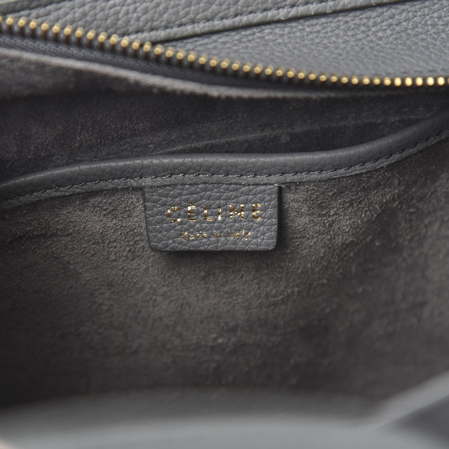 Celine Drummed Calfskin Nano Luggage Kohl 5 of 9