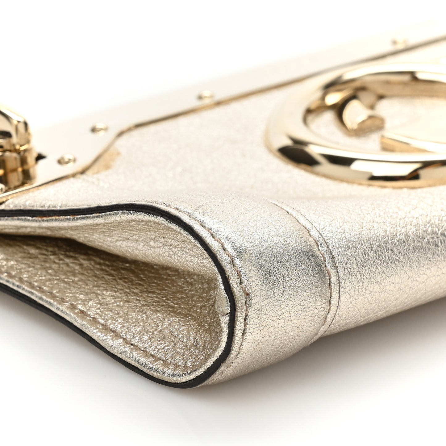 Metallic Calfskin Britt Clutch Gold