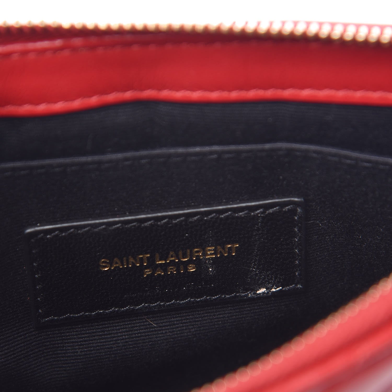 Saint Laurent Calfskin Matelasse Chevron Monogram Pouch Red 6 of 7