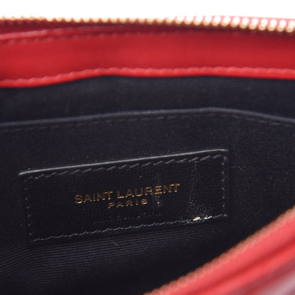 Saint Laurent Calfskin Matelasse Chevron Monogram Pouch Red 6 of 7