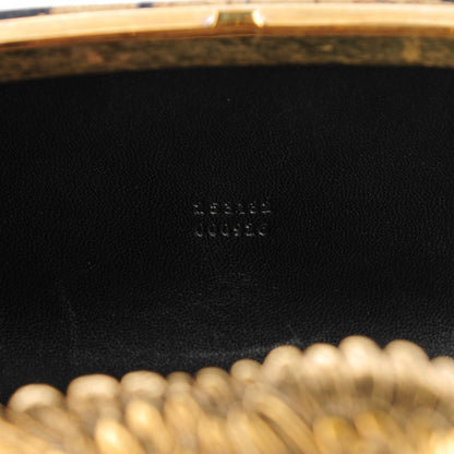 Alexander McQueen Silk Gibbons Printed Hell's Knuckle Duster Clutch Black Gold 8 of 10