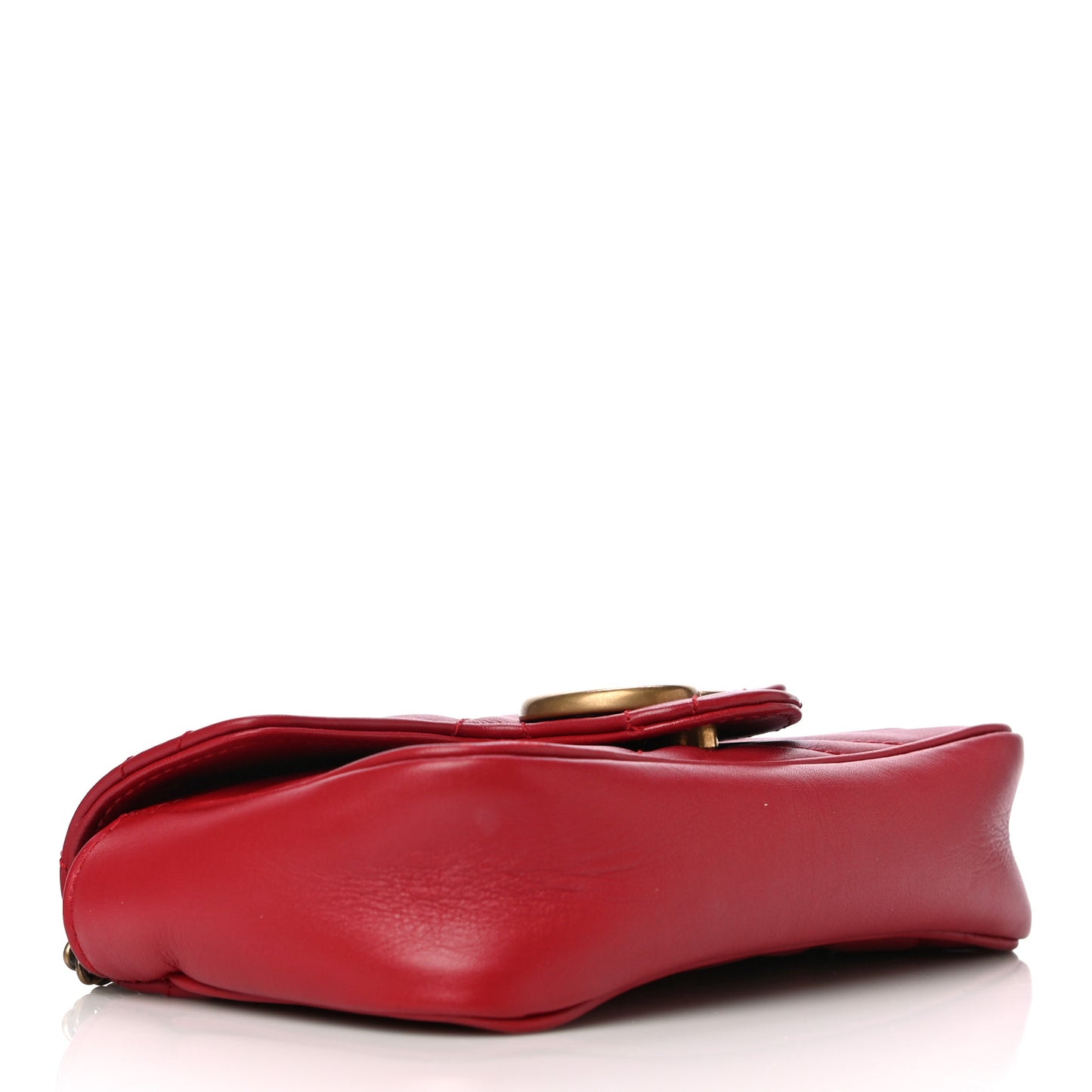 Calfskin Matelasse Super Mini GG Marmont Shoulder Bag Hibiscus Red