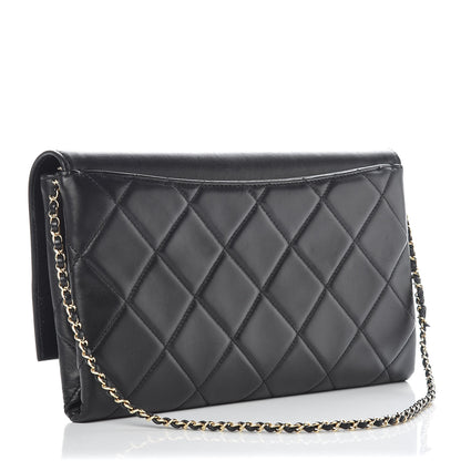 Chanel Lambskin Quilted Retro Label Clutch Black 3 of 9