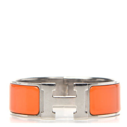 Hermes Enamel Wide Clic Clac H Bracelet GM Orange 1 of 5