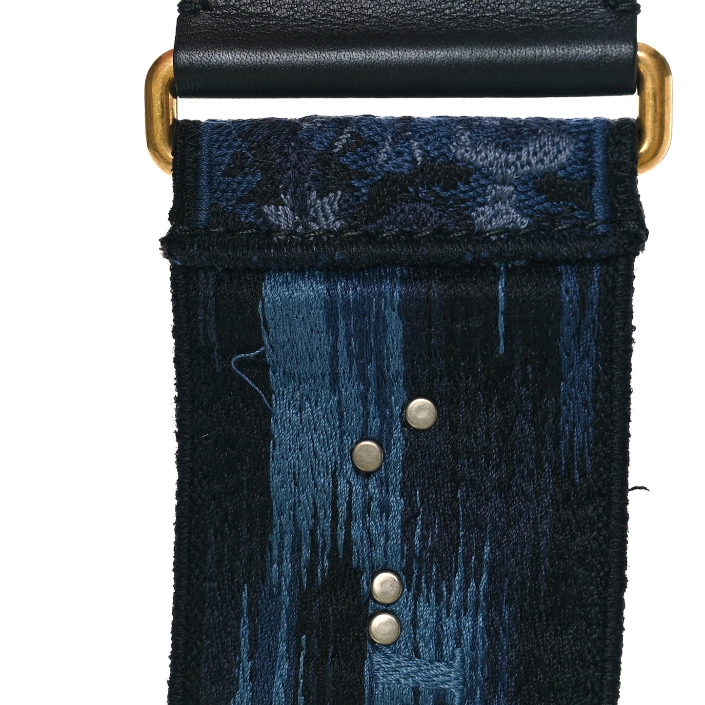 Oblique Denim Studded Shoulder Strap Blue