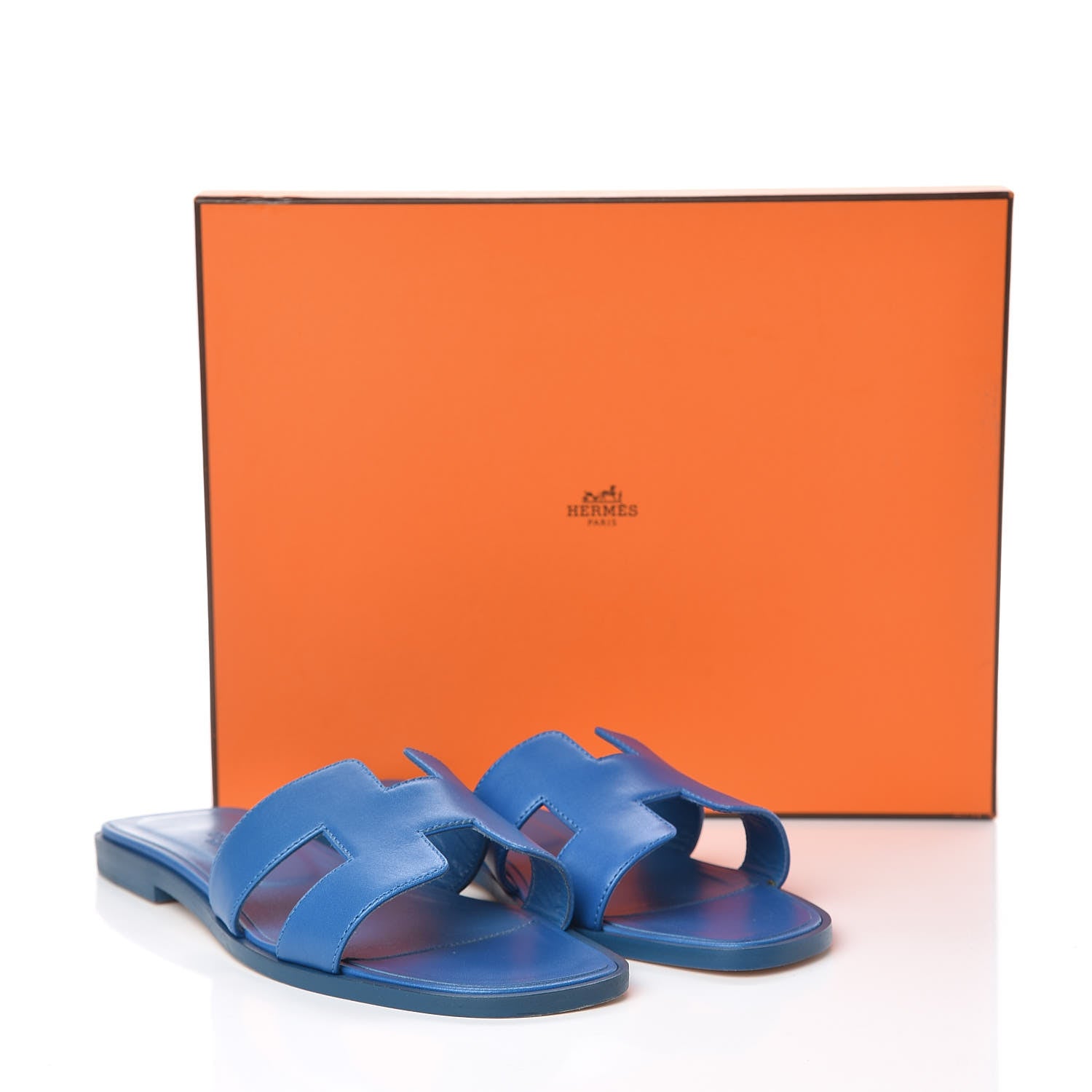 Hermes Calfskin Oran Sandals 37 Bleu De Chine 11 of 11