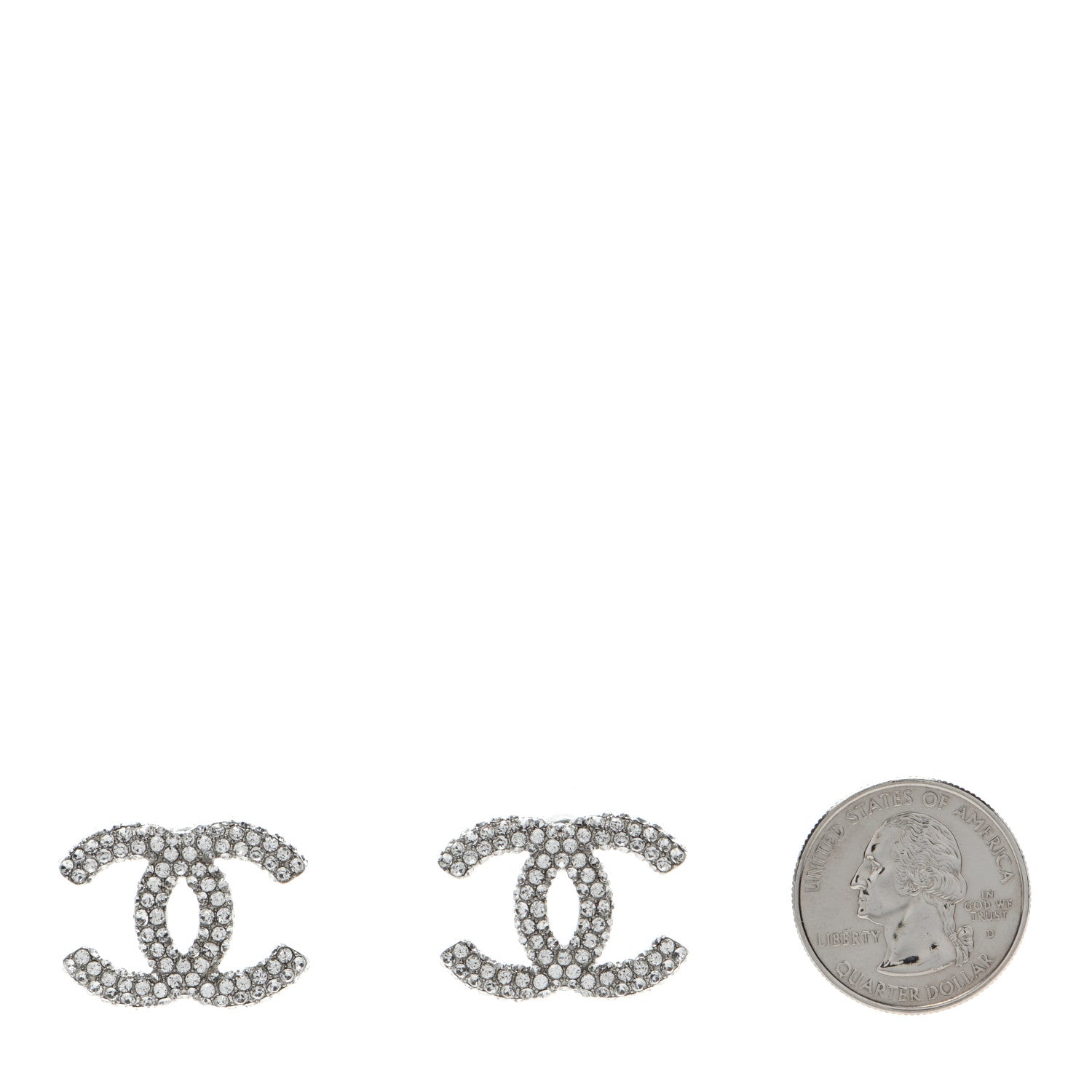 Chanel Crystal CC Earrings Silver 2 of 5