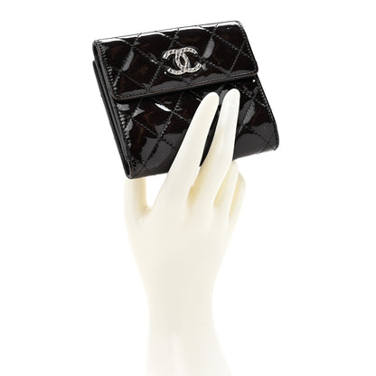 Chanel Patent Quilted Brilliant Compact Wallet Black 2 of 11