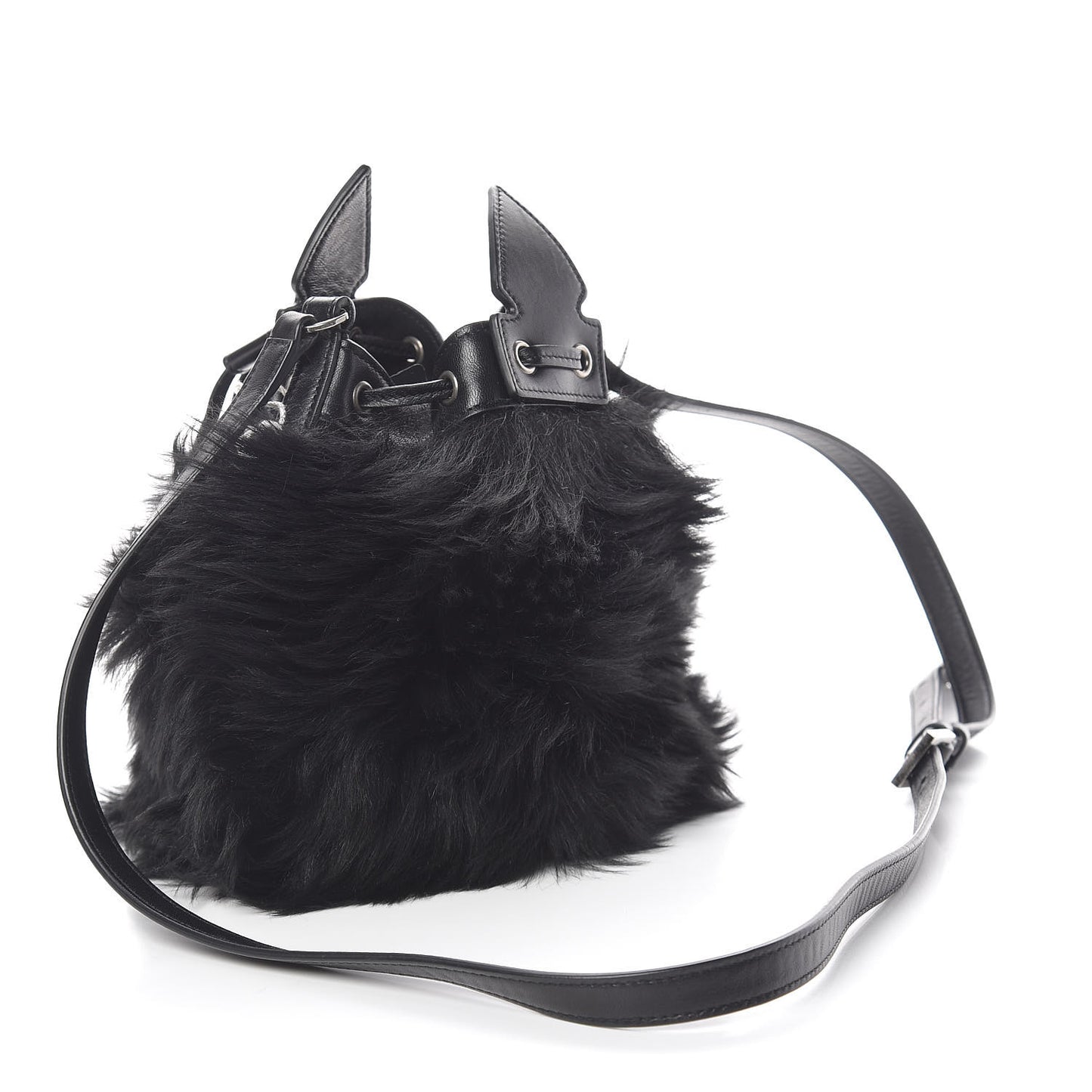 Shearling Anja Bucket Bag Black