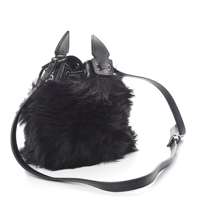 Saint Laurent Shearling Anja Bucket Bag Black 3 of 9