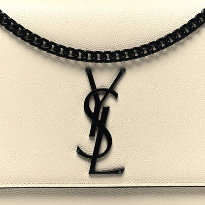 Saint Laurent Grain De Poudre Medium Classic Monogram Kate Satchel Porcellana Black 7 of 10