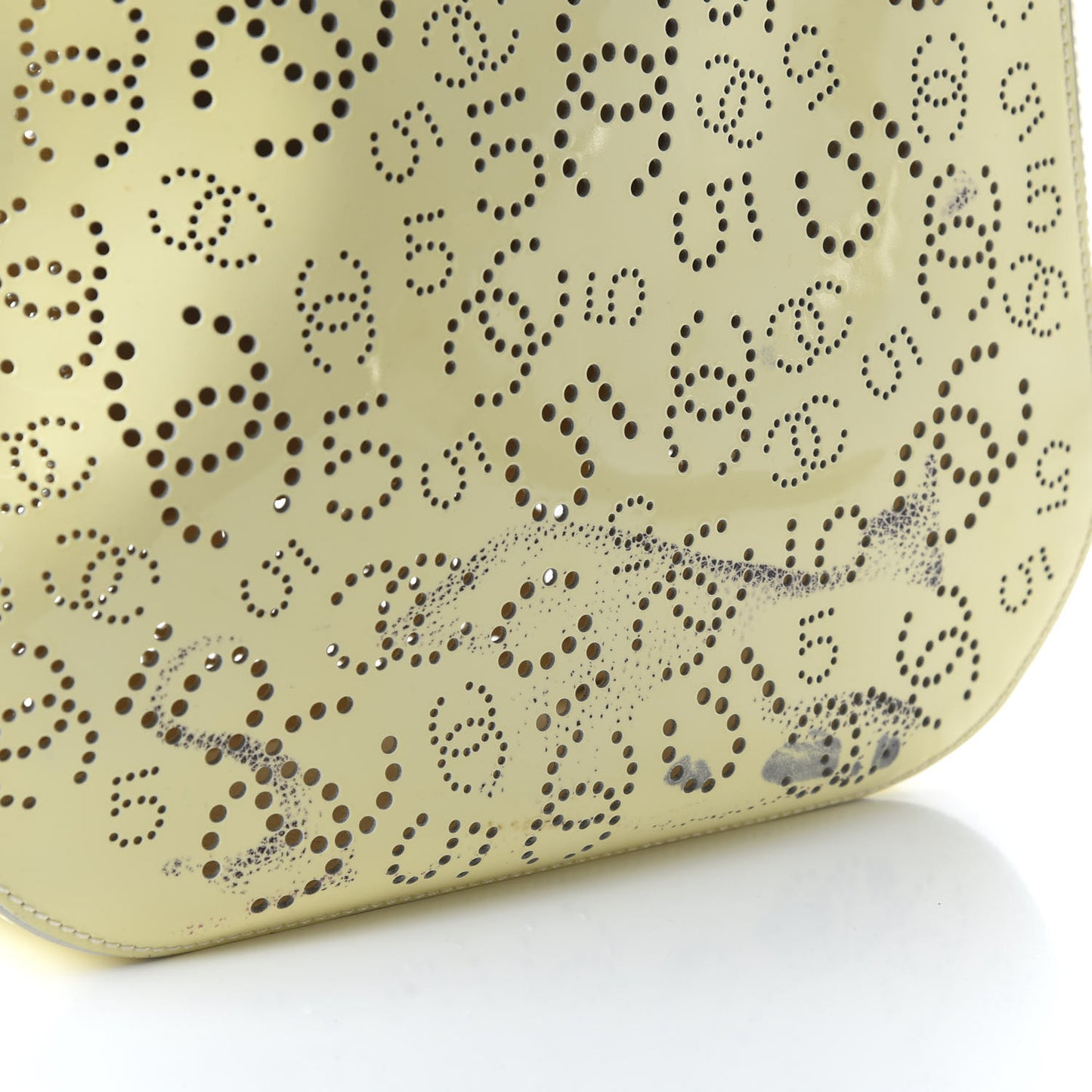 Patent Perforated CC No 5 Tote Yellow