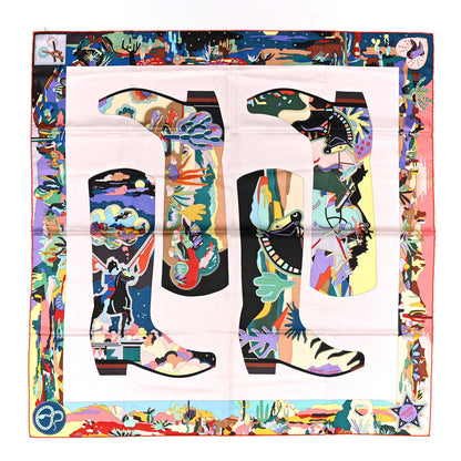 Hermes Silk Bottes Story Scarf 90 Rose Pale Black Multicolor 1 of 5