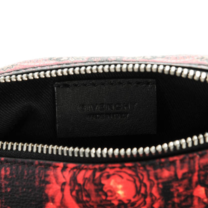 Givenchy Rubber Effect Calfskin Floral Print Pandora Wristlet Black Multicolor 7 of 7