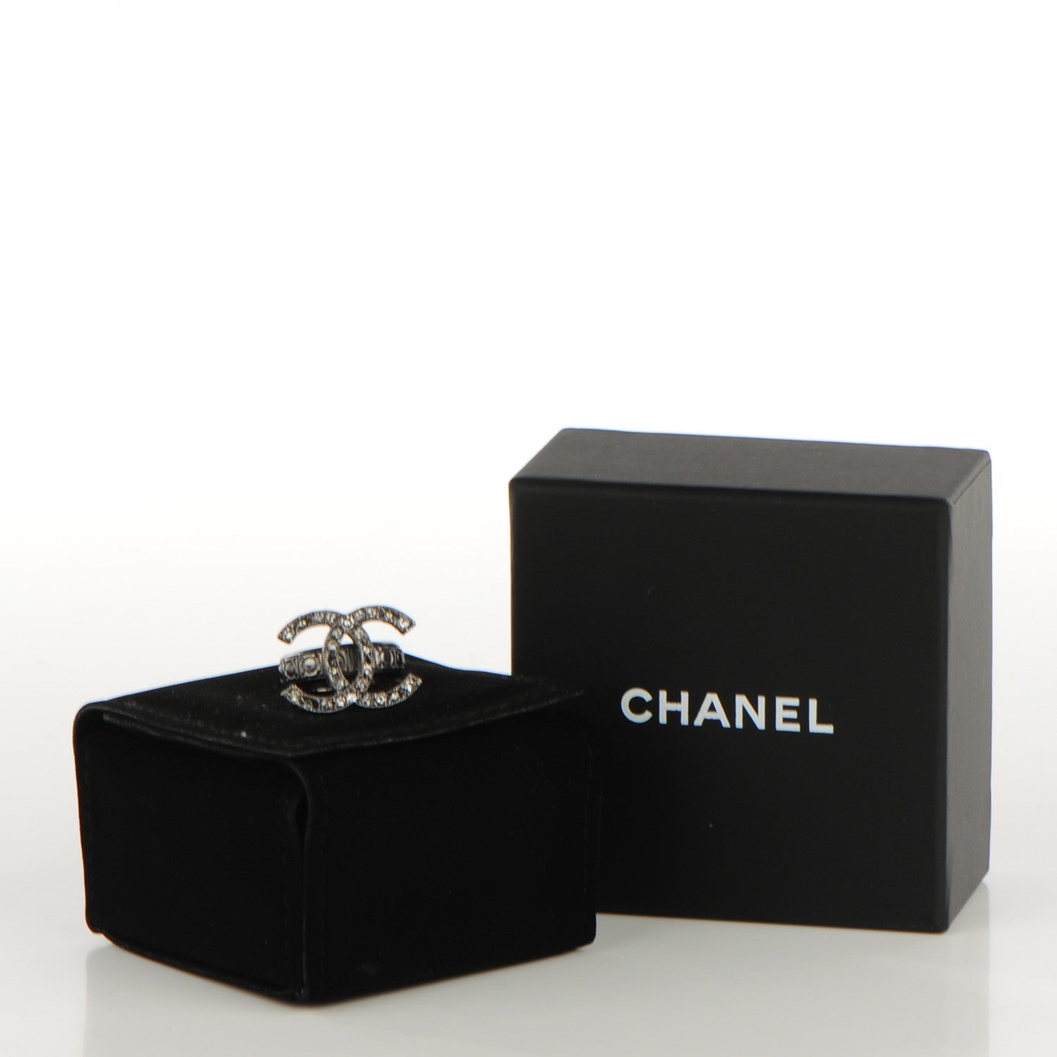 Chanel Ruthenium Crystal CC Ring 5.5 5 of 5