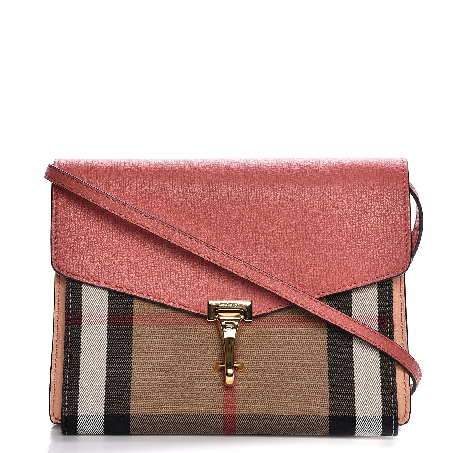 Derby Calfskin House Check Small Macken Crossbody Bag Copper Pink