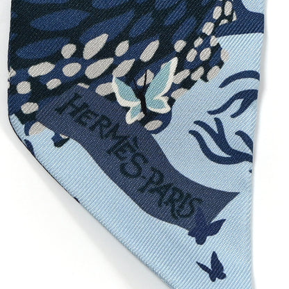 Hermes Silk Dans un Jardin Anglais Twilly Ciel Marine Brun 2 of 4