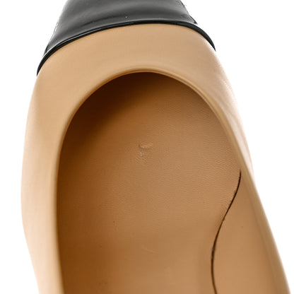 Chanel Lambskin Patent Cap Toe CC Pumps 38 Beige Black 10 of 11