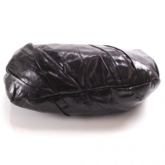 Leather Pleated Hobo Black