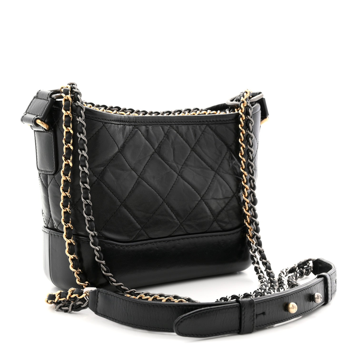 Chanel Aged Calfskin Quilted Small Gabrielle Hobo Black 5 of 23