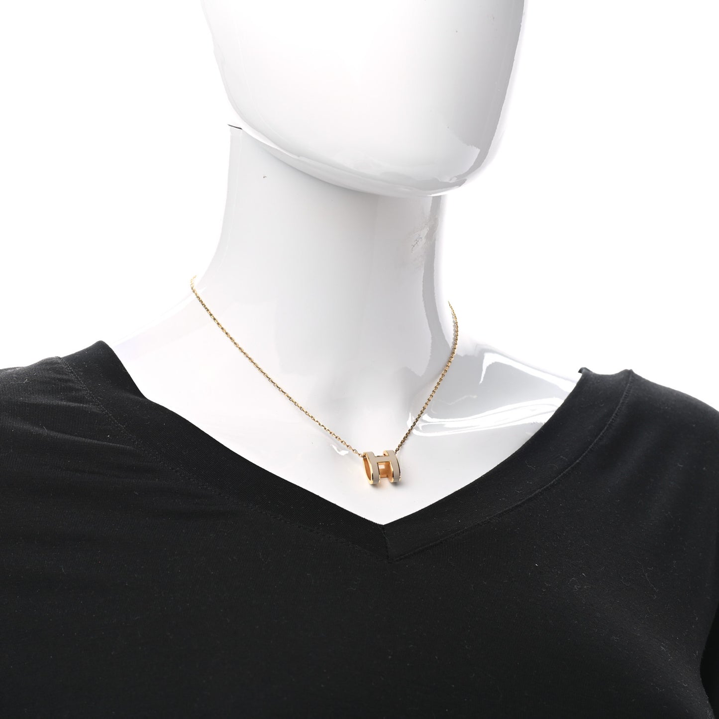 Lacquered Gold Pop H Pendant Necklace Marron Glace