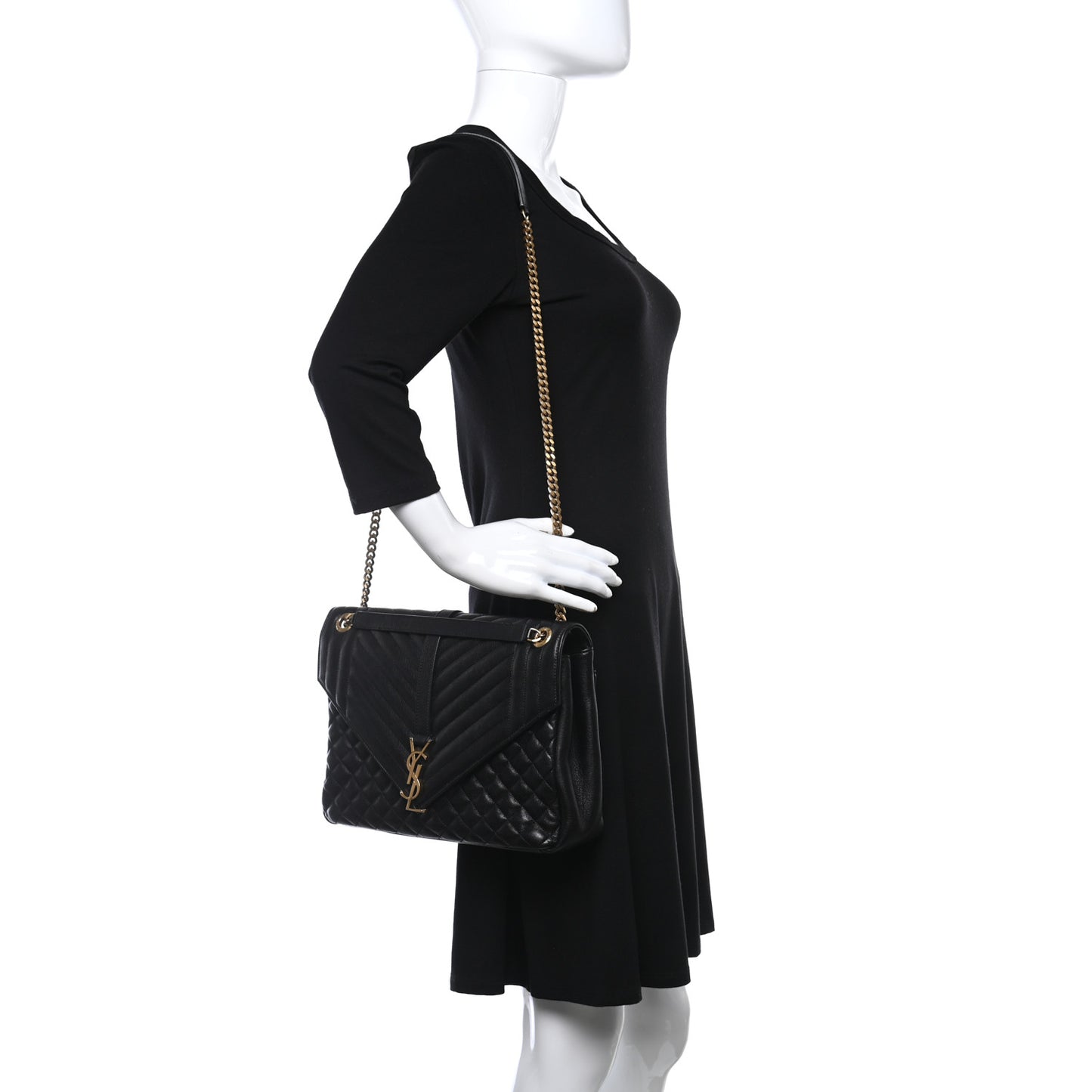 Calfskin Mixed Matelasse Triquilt Large Monogram Satchel Black