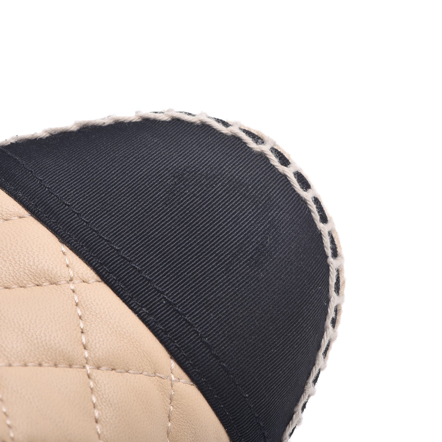 Chanel Lambskin Grosgrain Quilted CC Chain Espadrille Mules 39 Beige Black 11 of 12