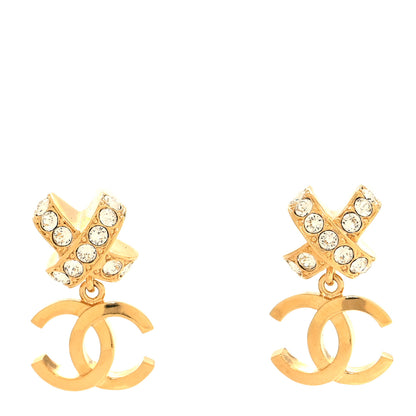 Chanel Crystal CC X Drop Earrings Gold 1 of 5