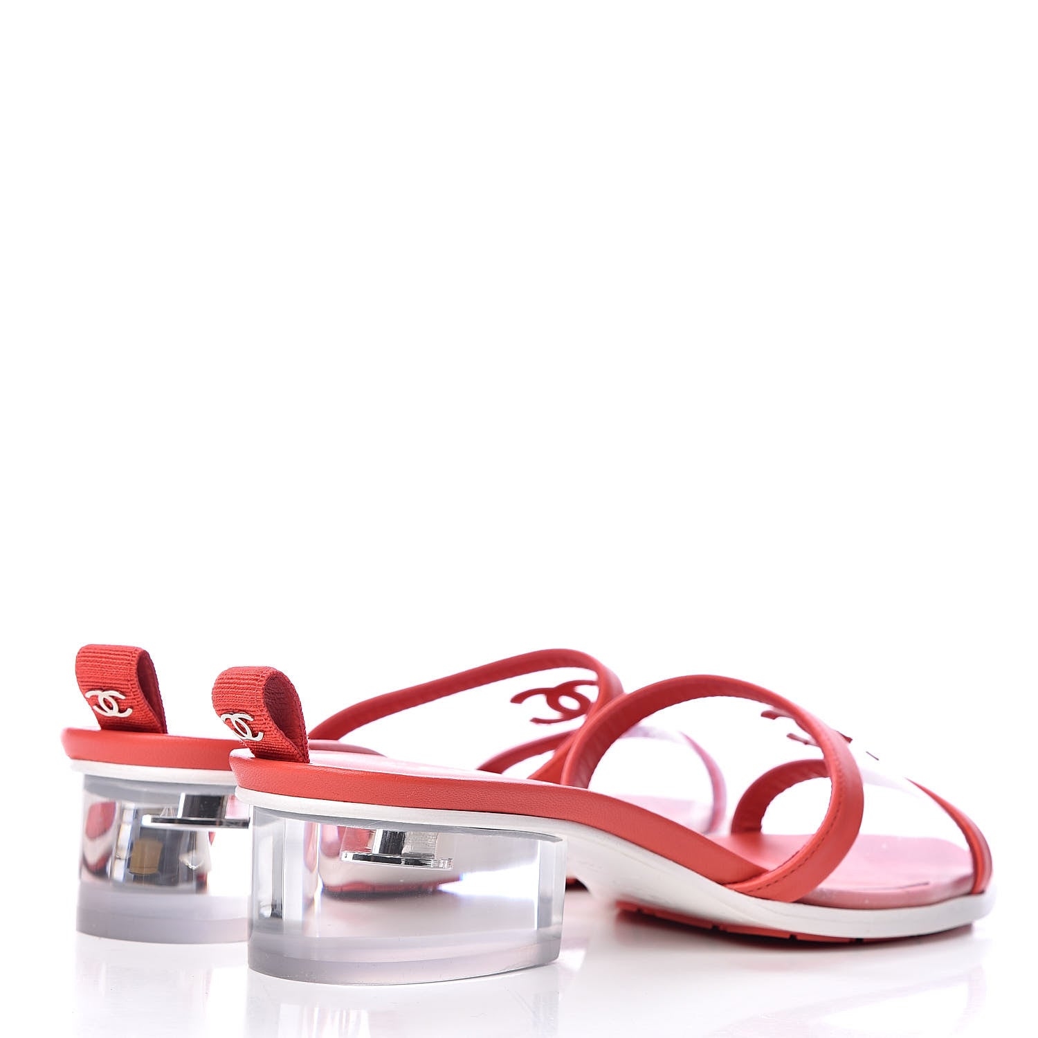 Chanel Lambskin PVC Mule Transparent 38 Red 4 of 10