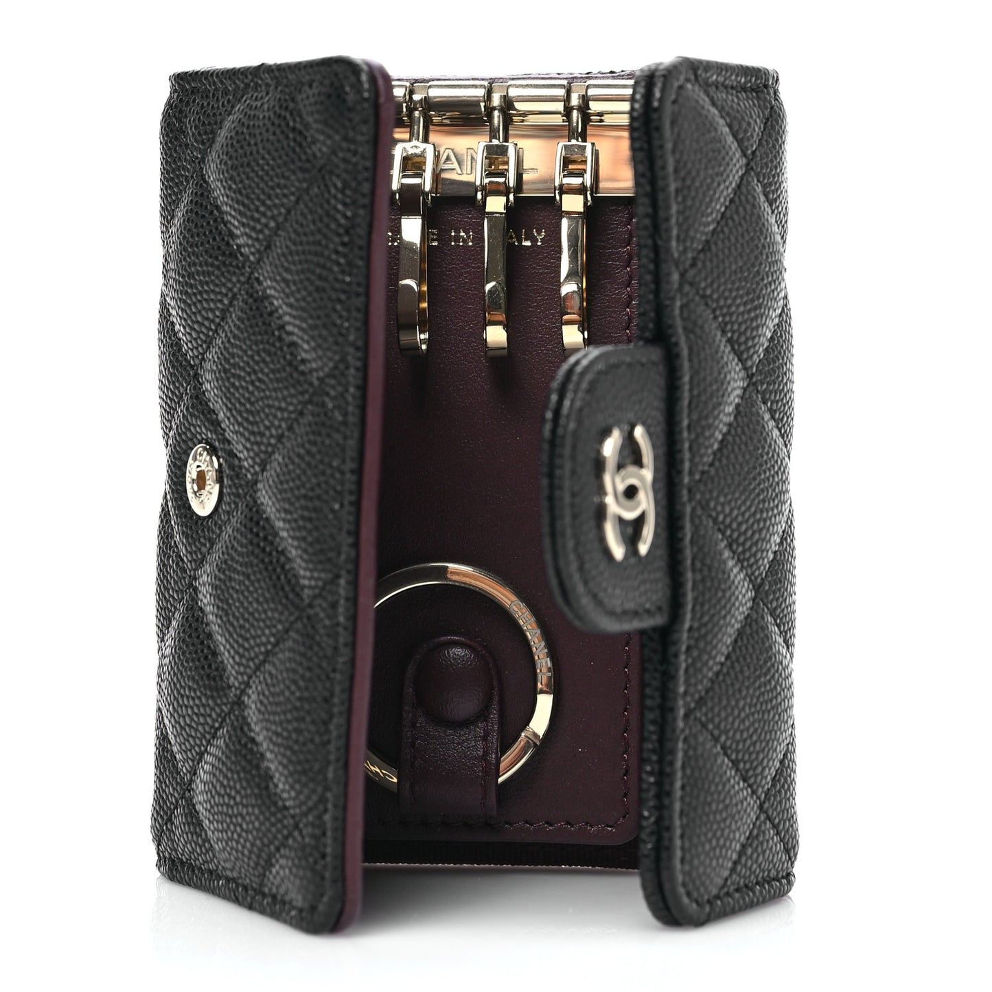 Caviar Quilted Classic 4 Key Holder Wallet Black