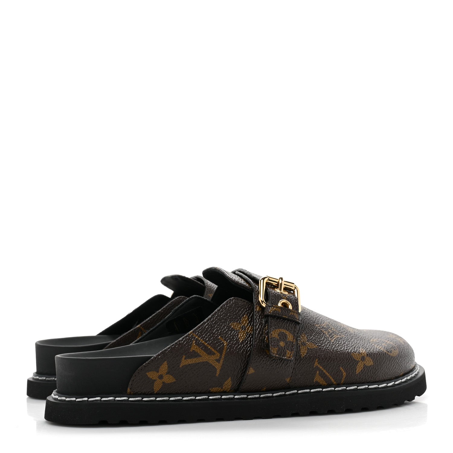 Louis Vuitton Patent Monogram Womens Cosy Flat Comfort Clog Mules 37 Brown 4 of 8