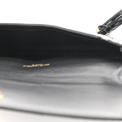 Saint Laurent Crocodile Embossed Monogram Phone Holder Crossbody Black 5 of 9