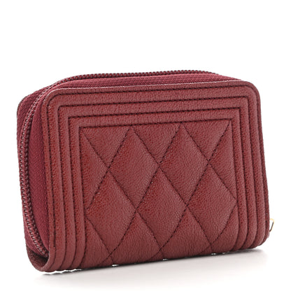 Chanel Caviar Quilted Boy Zip Around Coin Purse Wallet Burgundy 3 of 8