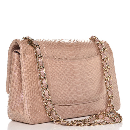 Chanel Metallic Python Jumbo Double Flap Pink 4 of 7