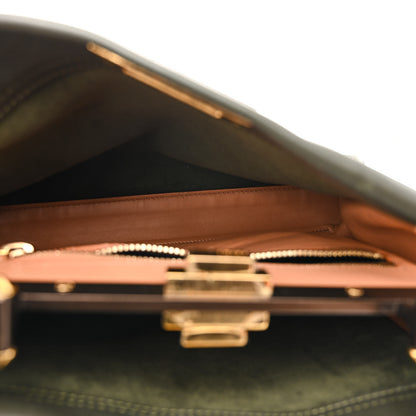 Fendi Vitello Seta Shiny Nappa Medium Peekaboo Iconic Satchel Verde Prato Makeup 6 of 18