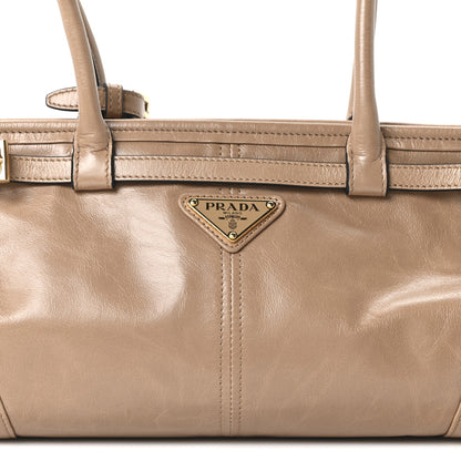 Prada Glossy Calfskin Triangle Medium Bonnie Shoulder Bag Cameo 8 of 10